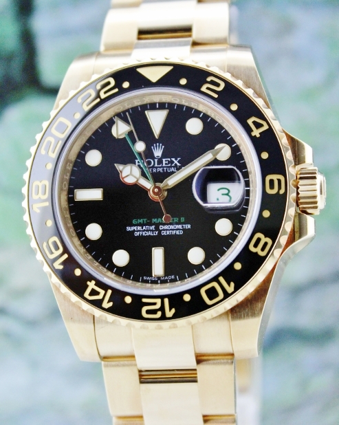 (image for) A ROLEX 18K YELLOW GOLD GMT MASTER II PERPETUAL DATE / 116718 LN